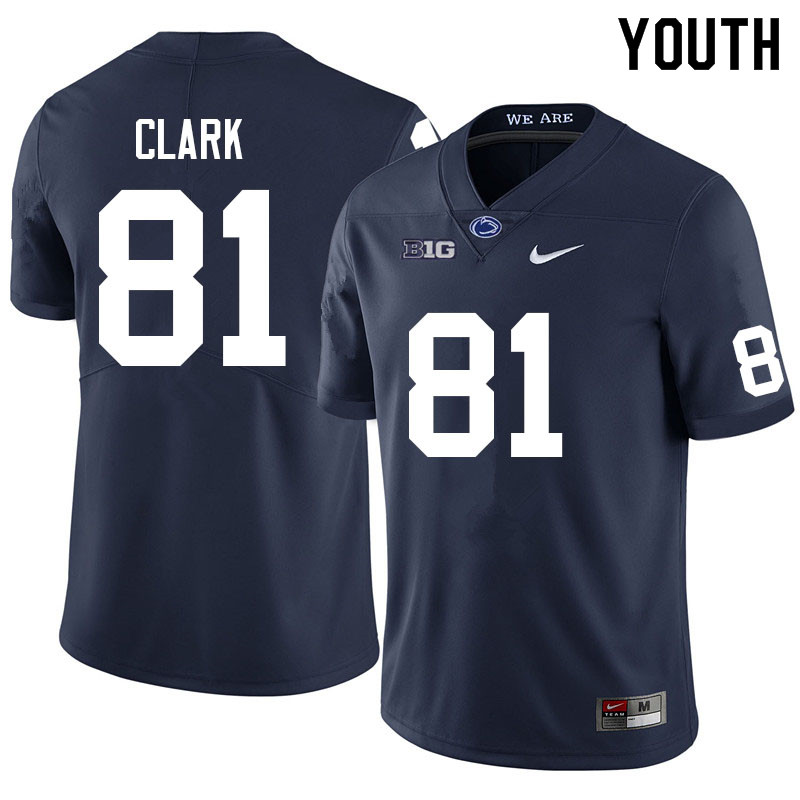 Youth #81 Evan Clark Penn State Nittany Lions College Football Jerseys Sale-Navy